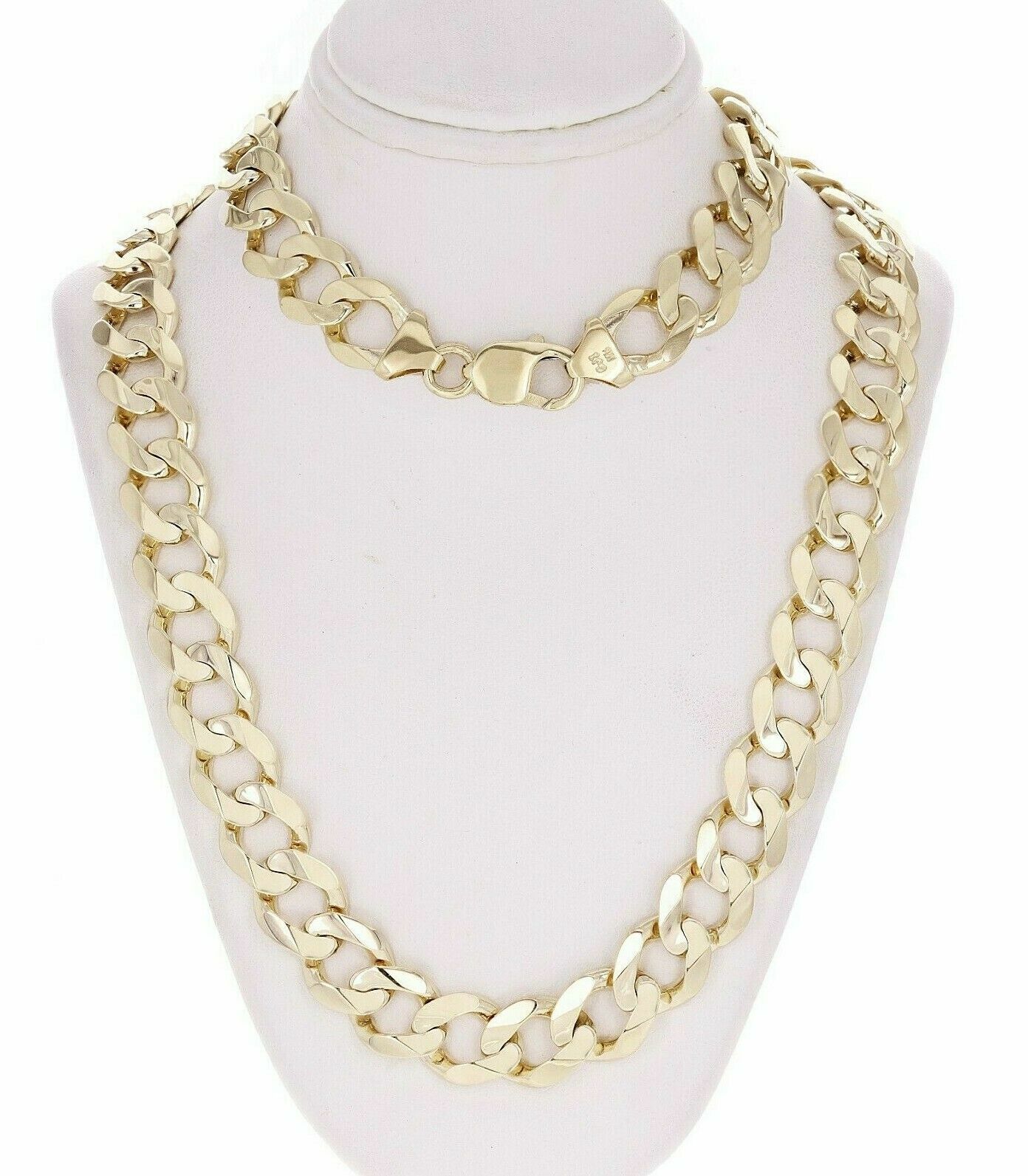 Men's 10k Solid Yellow Gold Flat Cuban Necklace Chain 20" 12.5mm 89