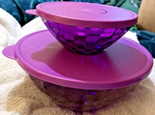 2 New Tupperware Ice Prisms Medium (2 L) And (500ml) Bowls: Purple