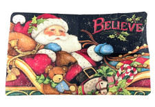 Christmas Throw Pillow Cover Jolly Santa Sleigh Believe Rectangular 20 x 12 in.