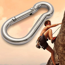 Stainless Steel Spring Snap Hook Carabiner Clips In/Outdoor DIY Camping Set of 6