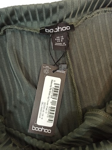 Boohoo Women's Maternity Rib Wide Leg Trouser Khaki Size 10 - Picture 14 of 16