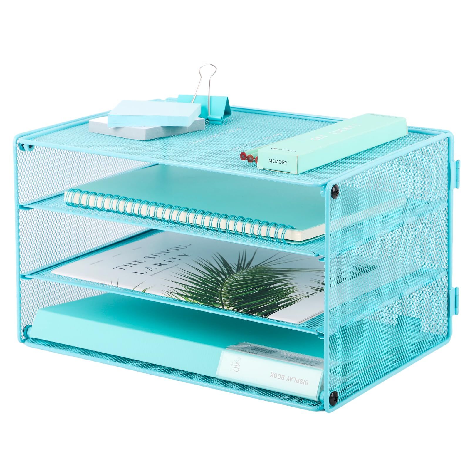 3-Tier Mesh Paper Organizer Tray Desktop File Letter Holder for Office Desk-image