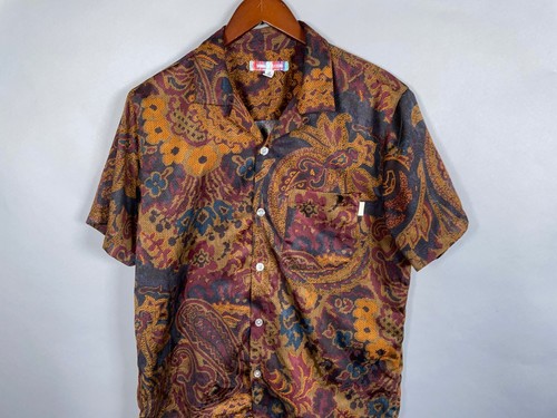 Urban Outfitters Paisley Camp Collar Shirt Adult Medium Burnt Orange Boho