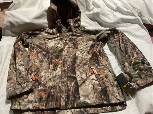 Cabelas Zonz Woodland Camo Hooded Jacket Youth 2XL FULL Zip Hunting Outdoors - Picture 2 of 11
