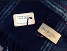 NWT TESSILE CHITI Throw Blanket 100% Wool Plaid Navy Sz 51"x 67" ITALY