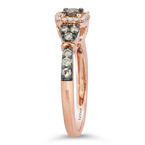 LeVian 14K Rose Gold Brown Diamond Cocktail Ring Size 7.5 - Picture 2 of 4