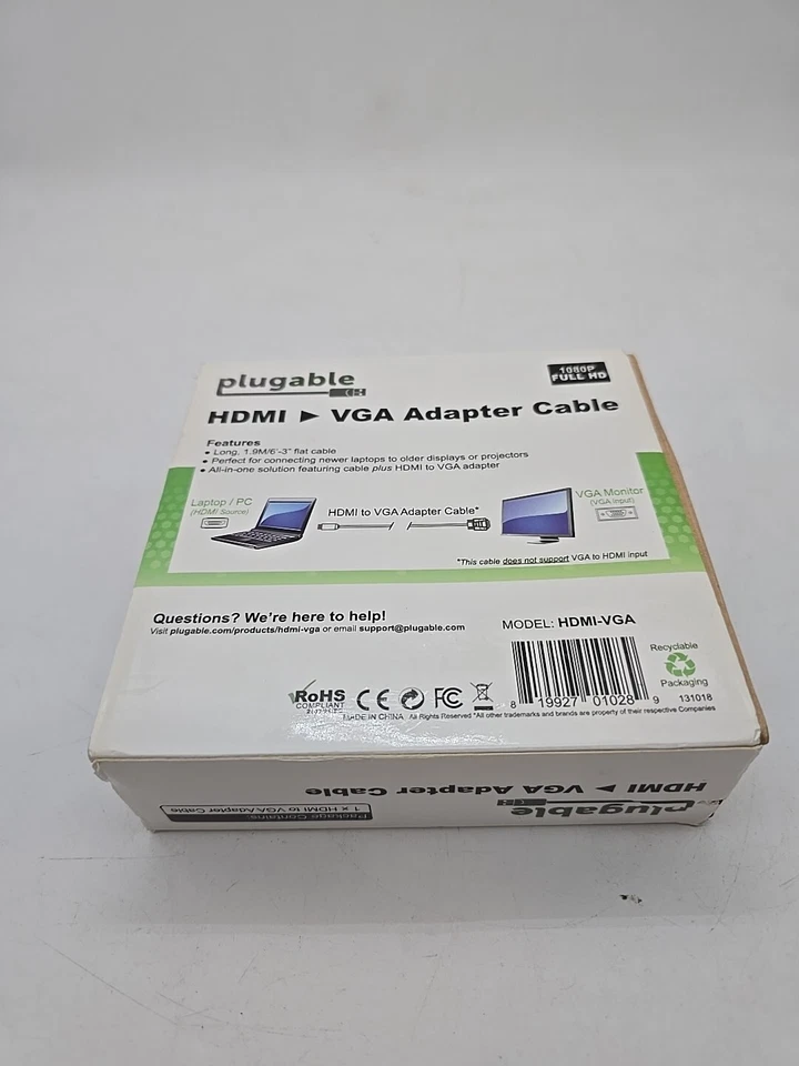 Plugable HDMI To VGA Adapter, 6ft (1.8m) Converter Cable - Image 2 of 4