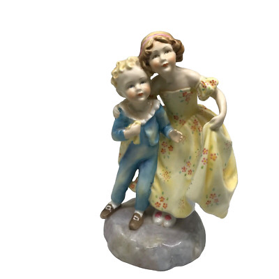 VTG Worcester The Sister By F. G. Doughty Figurine Yellow dress RARE 1930 S