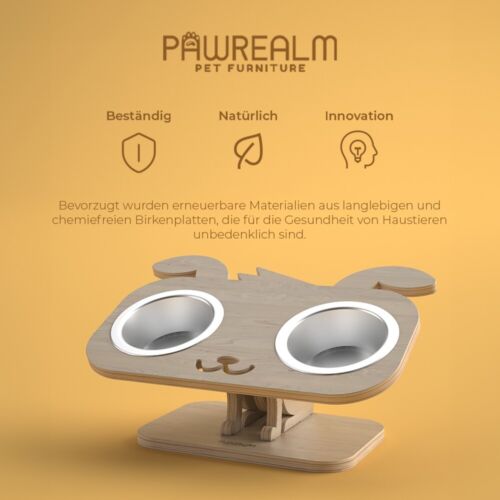 Tazón para perros elevado de madera - Tazón doble de acero inoxidable para perros medianos - Imagen 4 de 7