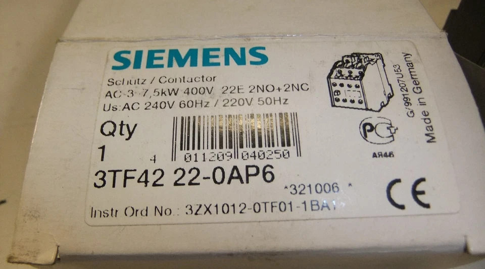 Siemens Contactor 3P 220/240V 3TF42 22-OAP6 - Image 4 of 4