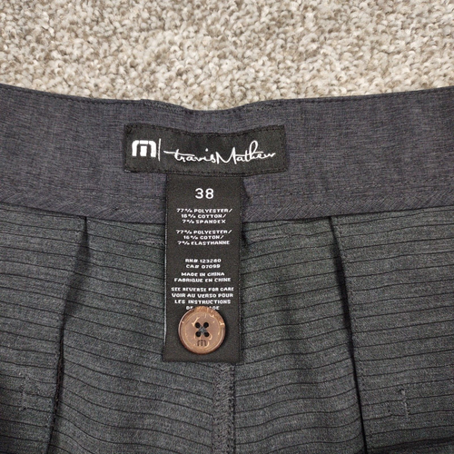 Travis Mathew Shorts Men 38 Dark Gray Striped Performance Tech Golf Sport Chino - Picture 3 of 14