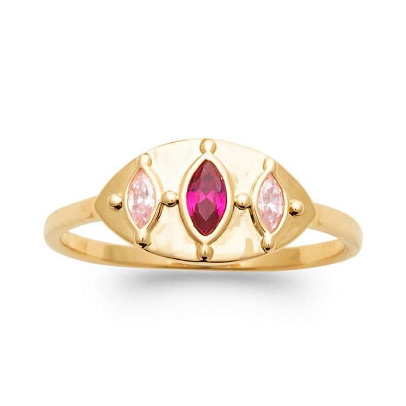 Bague serties de pierres plaqué or 18 carats cadeau anniversaire femme