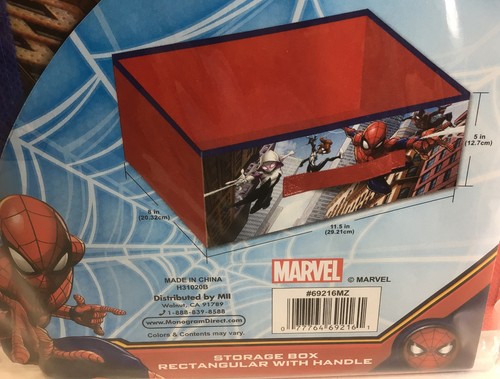 Marvel Spiderman Children's Collapsible Storage Toy Box with Handle. 8”x11.5”x5” - Picture 2 of 3