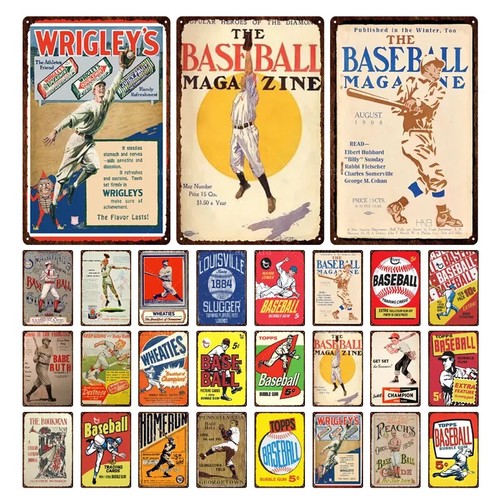 Retro Decor Baseball Tin Sign Vintage Retro Decorative Metal Sign Plaque Garage - Picture 4 of 47