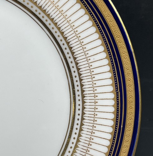 4 platos de ensalada de almuerzo Royal Doulton para Lovington Bros azul cobalto dorado 9 pulgadas - Imagen 3 de 7