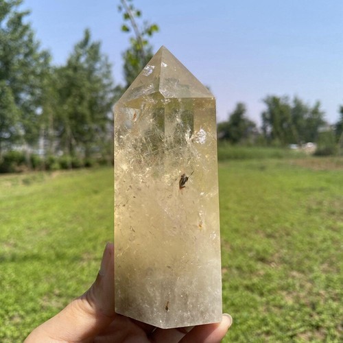 Varita de cristal de cuarzo obelisco de citrino natural de 0,49 kg decoración de cristal de Reiki - Imagen 10 de 12