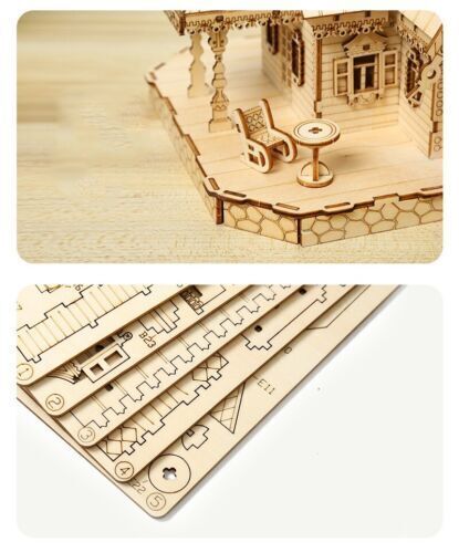 Puzzle 3D villa case puzzle in legno kit modellismo costruire bambino con illuminazione IT - Foto 8 di 10