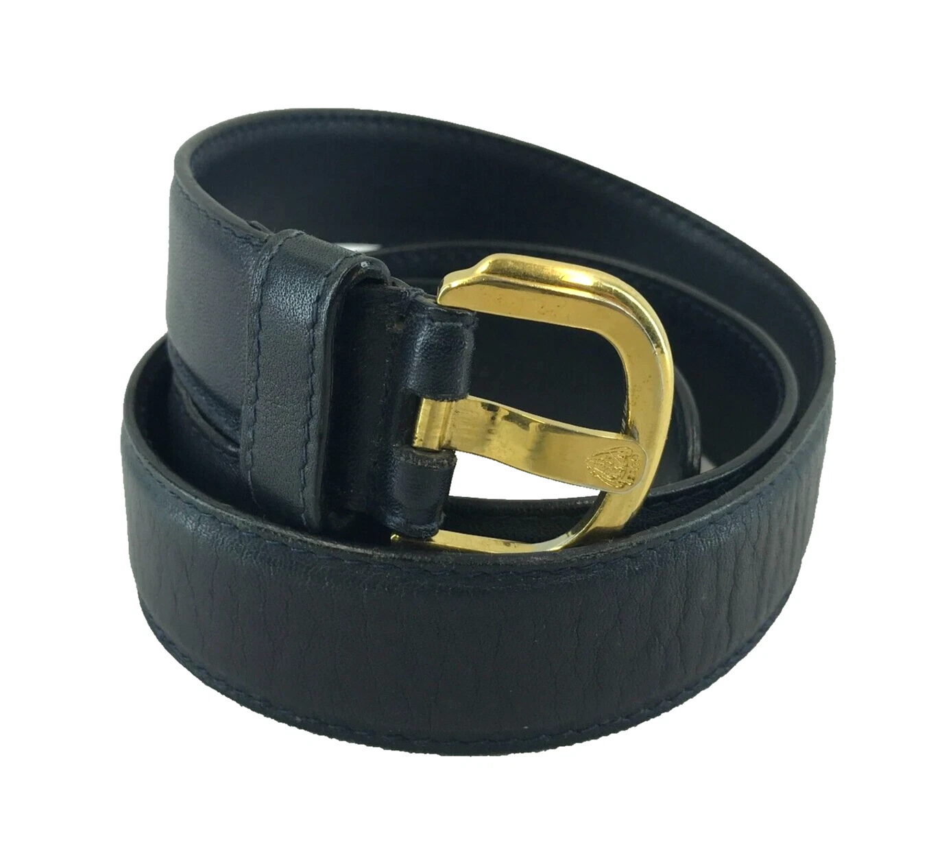 Ceinture cuir vintage Gucci noir nickel or boucle ceinture Italie taille M