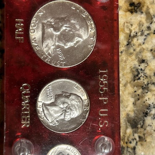 1955 P US 90% Silver BU Mint Set in Plastic Holder - Picture 2 of 5