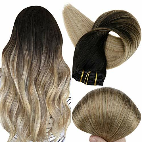 Balayage Clip in Hair Extensions Black Clip in Human Hair 120 20 Inch #1B/8/22 Populair explosief kopen