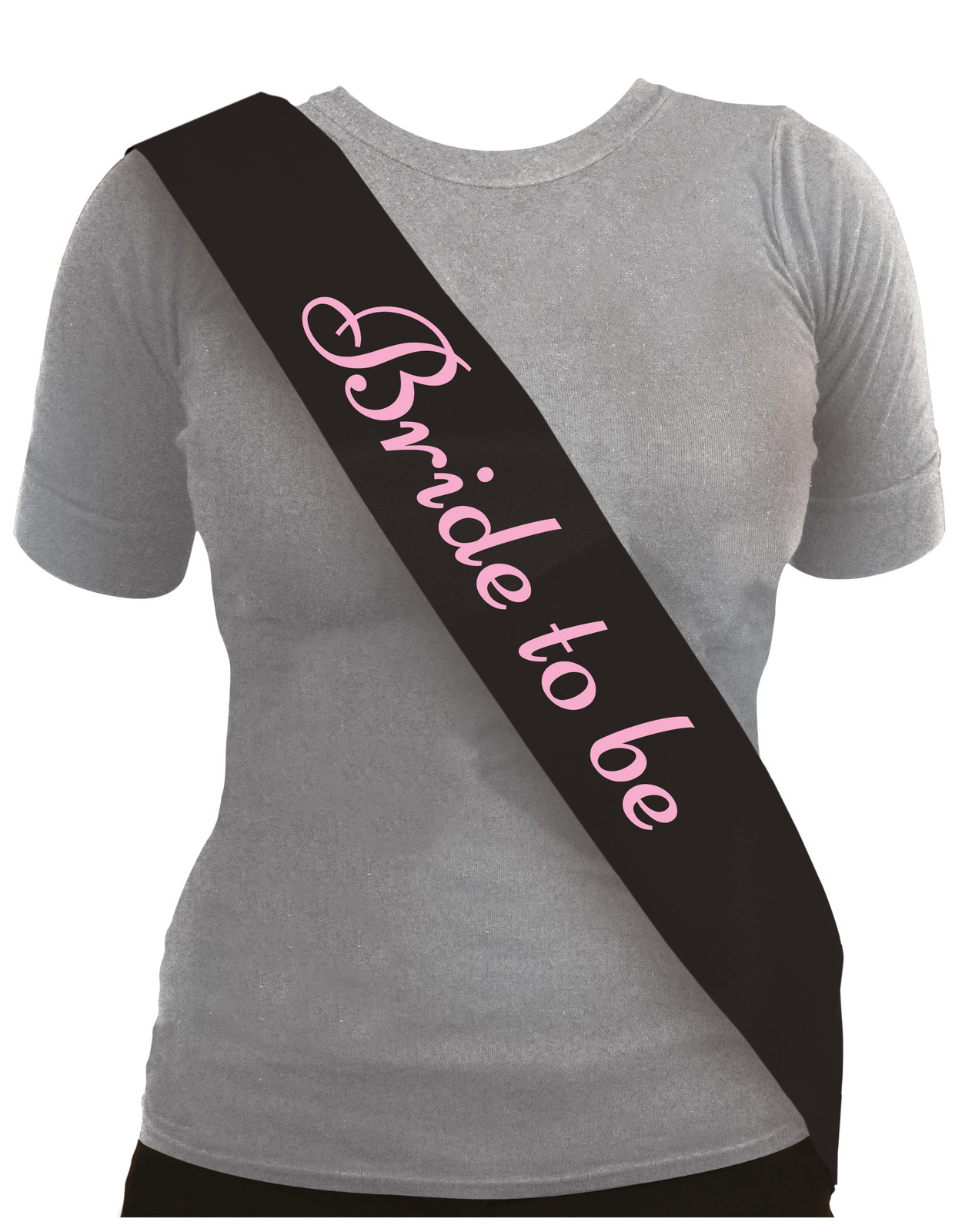BLACK BRIDE TO BE SASH WITH PINK LETTERS HEN PARTY ACCESSORY