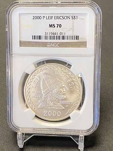 2000 P LEIF ERICSON $1 Commemorative US Silver Dollar NGC MS70 - 第 2/6 張圖片
