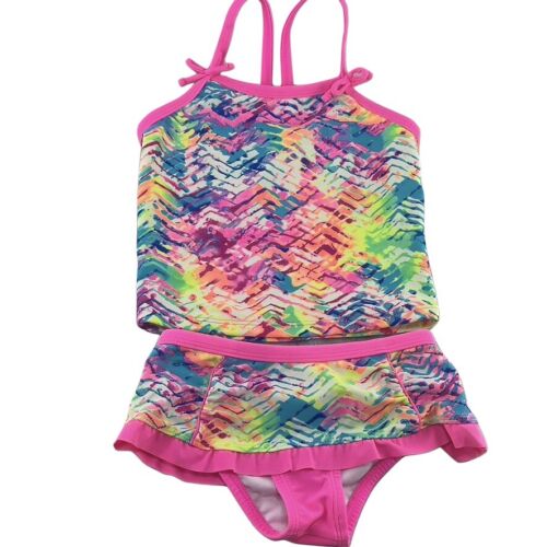 LAGUNA Swimsuit 2 Piece Tankini Skirted Bottoms Bathing Suit Little Girls Size 5 - Picture 3 of 7