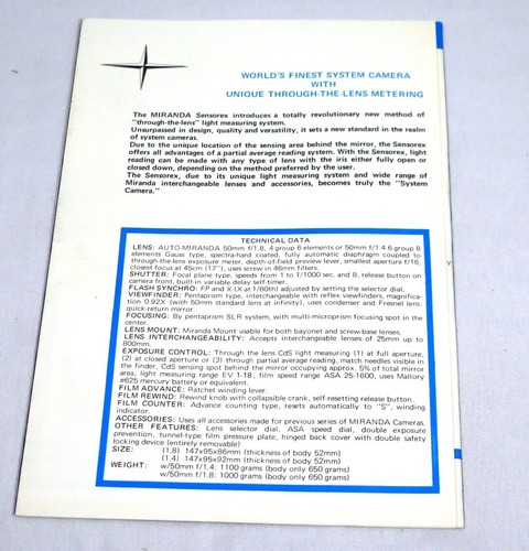 vintage Miranda Sensorex Pamphlet - Picture 2 of 4