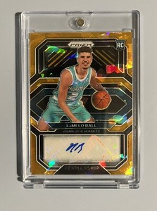 2020-21 Prizm Lamelo Ball orange Cracked ice Penmanship Auto