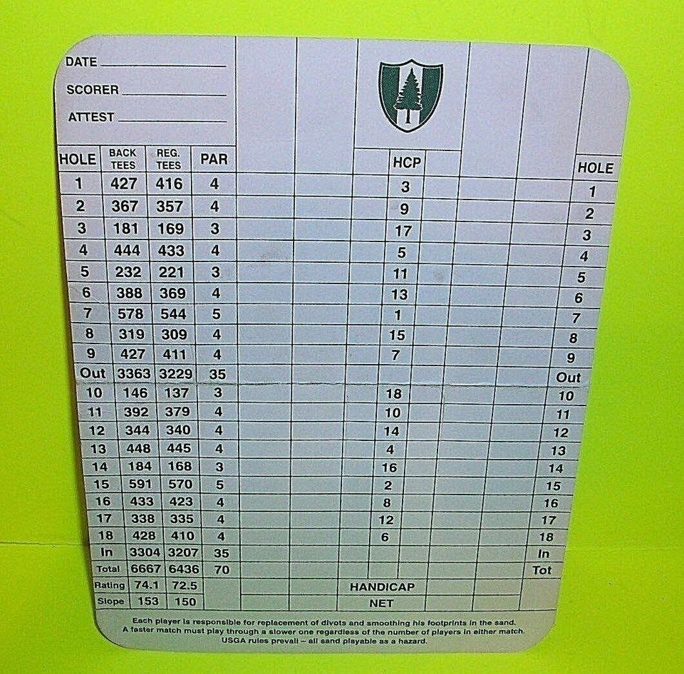 PINE VALLEY GOLF SCORECARD WITH LOGO VTG SLIGHT WEAR TO CARD RARE GOLF PIECE! | eBay