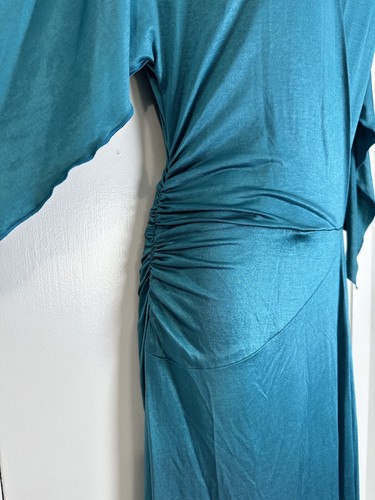 New Black Halo Faux Wrap Dress Women’s Blue Small Party Holiday Flowy Romantic - Picture 6 of 17