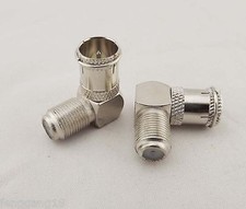 10x Quick F TV Male To F Female In Series Right Angle Coax RF Adapter Connector