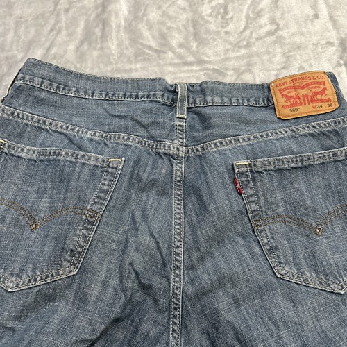 Levi's 569 Jeans 34x30 Herren lose gerade Distressed Medium Waschung - Bild 9 von 11