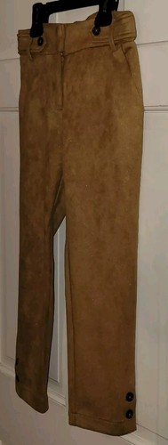 MAYORAL camel Tan Poly Stretch Suede Look Adjustable Waist Pants. Girls 8 - Picture 2 of 8