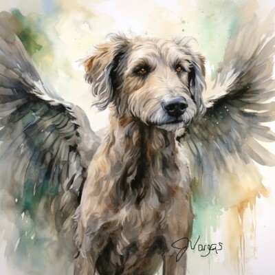 Irish Wolfhound Painting Watercolor Print Illustration 8x11 includes 11x14 matt