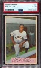 PSA 2 GOOD 1954 BOWMAN BOB FELLER #132 INDIANS HOF 54805 SD268