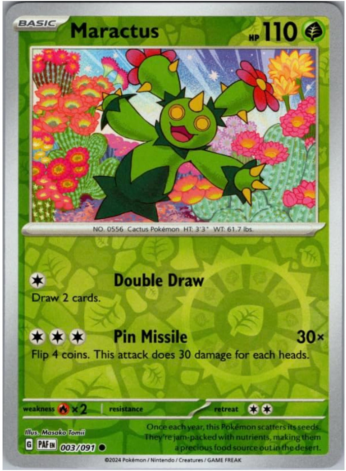 Pokemon - Maractus - 003/091 - Paldean Fates - Reverse Holo - NM/M - NEW