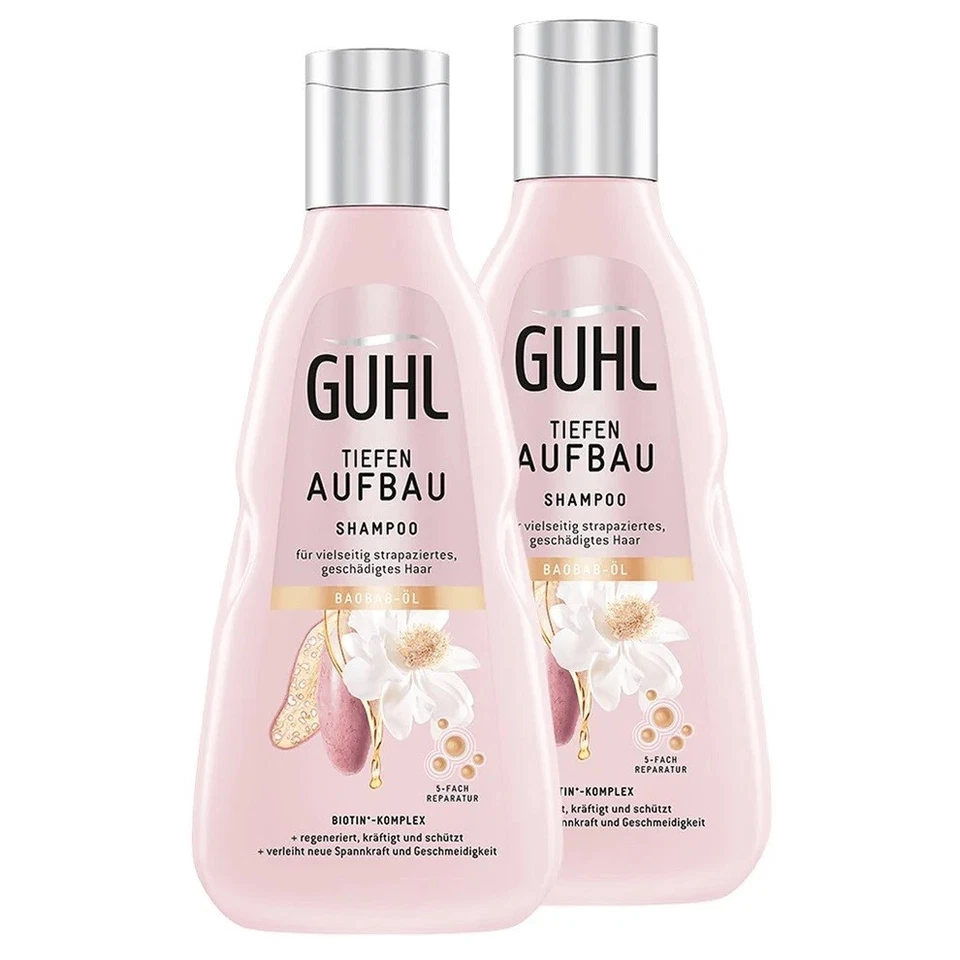 37,90€/L- Guhl Shampoo Tiefen Aufbau-mit Baobab Olie-geschädigtes Haar- 2x 250ml