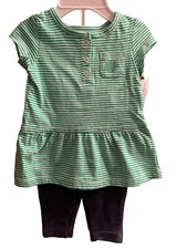 NEW BABY Girl Irish Set 6M Green Shamrock Shirt Soft Pants NWT 24 St. Patrick