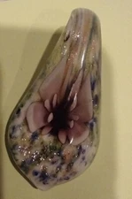 Pendant Slide Multi-Color Hand Blown Art Glass Pink Flower NO CHAIN
