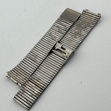 Seiko Watch Band Strap Silver Tone Steel 16mm Recessed End  Gliding Clasp