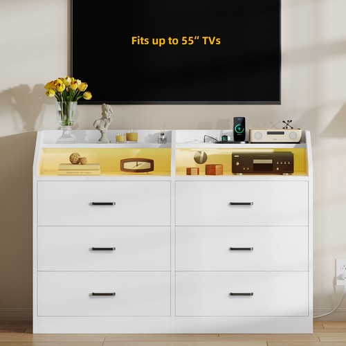 Drawers Dresser Storage Cabinet with 6 Drawers and LED Lights for Living Room - Picture 7 of 7