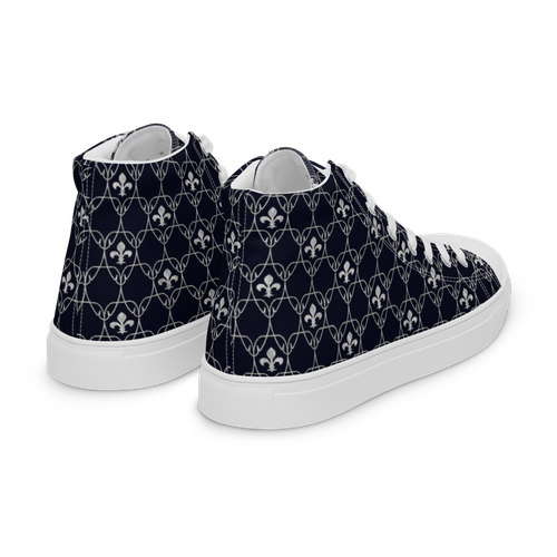 Fleur-de-lis Custom Print Women’s Darkest Blue High Top Canvas Shoes Sz 5-12 - Picture 7 of 136