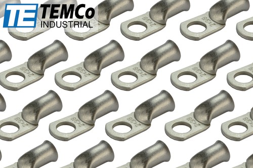 50 Lot 2 AWG 3/8" Hole Ring Terminal Lug Tin Plated Copper Uninsulated Gauge - Picture 1 of 7