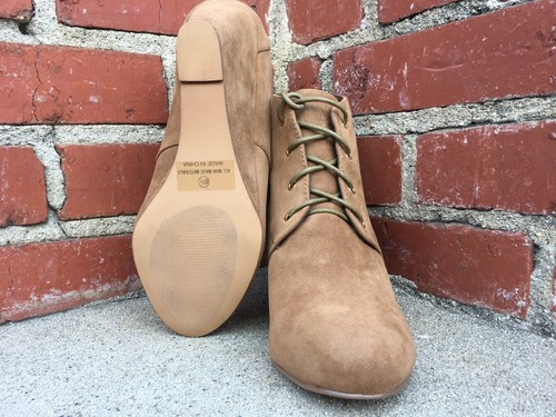 Shiekh LaLa Land Chestnut Brown Wedge Ankle Boot w/ Gold Accents Women Size 8.5 - Picture 10 of 11