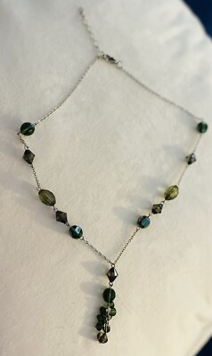 NWT Stunning ANN TAYLOR LOFT Emerald Green Stone Y Style NECKLACE w/Adj. Length 