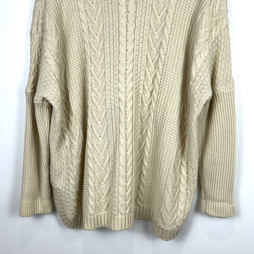 Natural Reflections V-Neck Sweater Oatmeal Cable Knit Fisherman’s Preppy Size XL - Bild 18 von 18