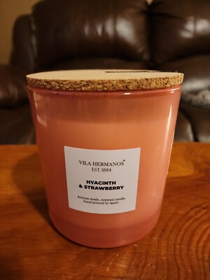 Vila Hermanos HYACINTH & STRAWBERRY Perfume Pink Candle 3 Wick NEW 17.64 oz