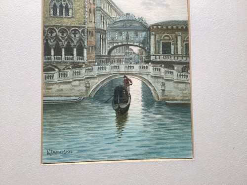 Alberto Trevisan Aquarell "Seufzerbrücke" Venedig - Bild 6 von 11