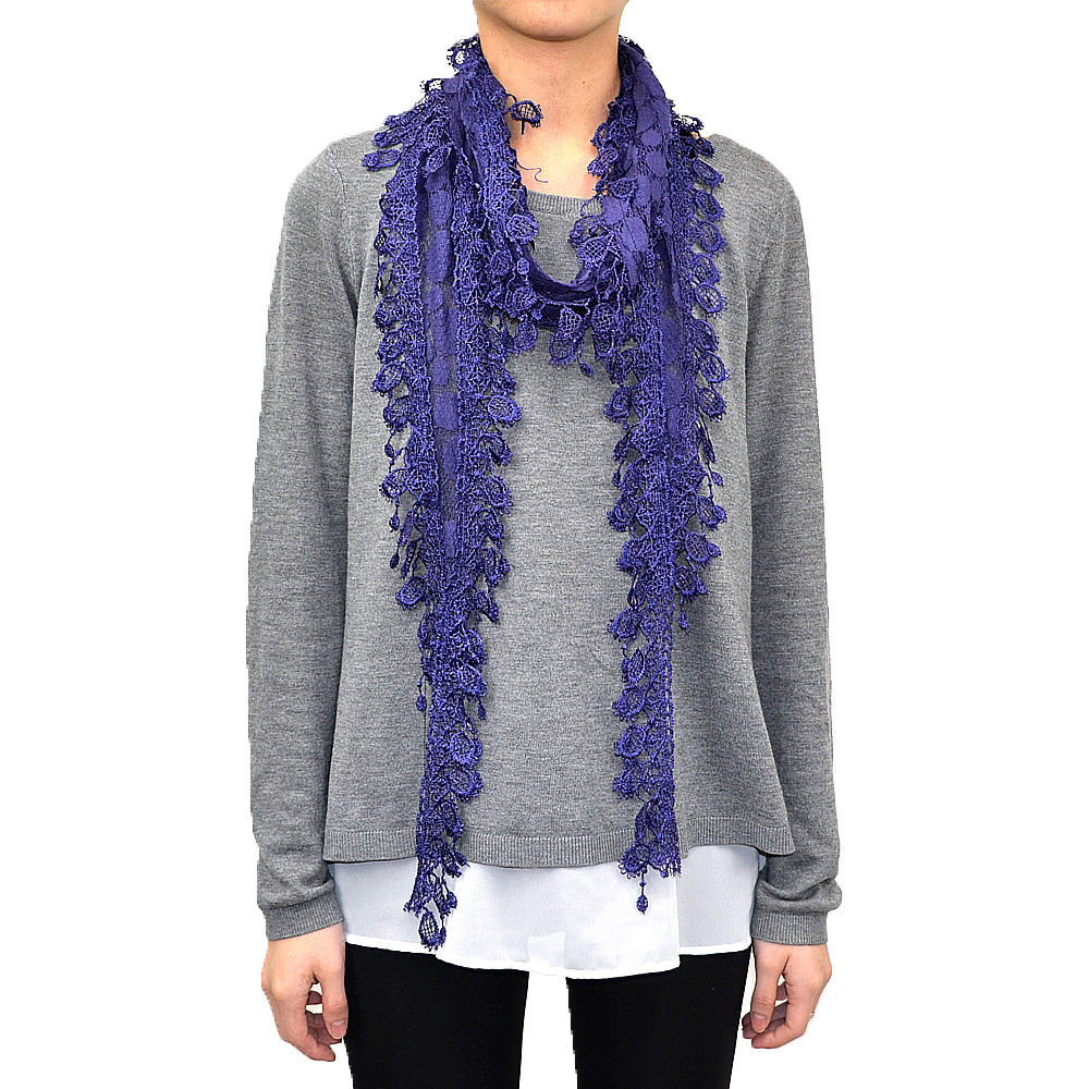 Lace nfnty Scarf Loop Melon Seed Long Frnge Floral Leaf Sheer Tear